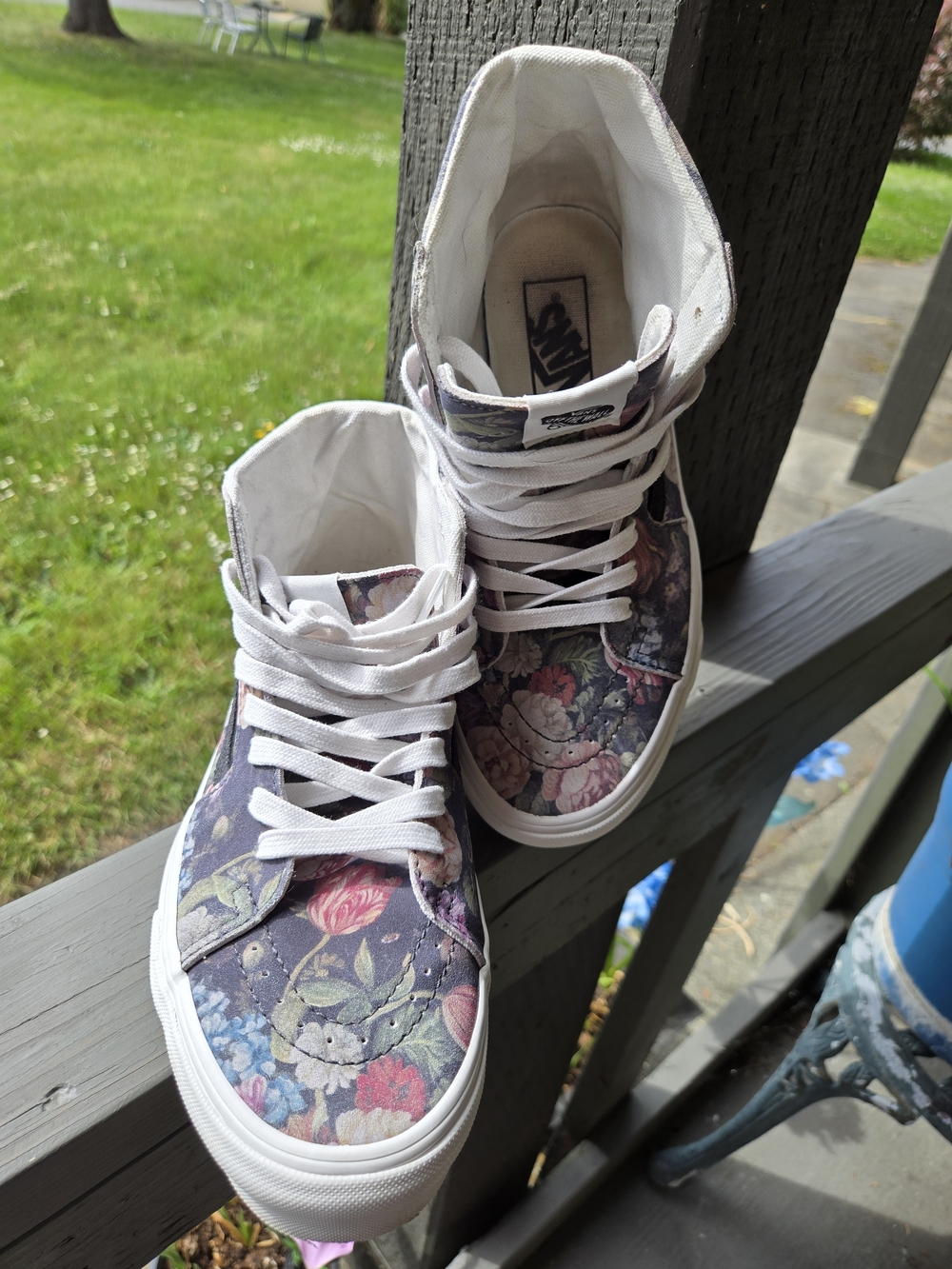 Vans Floral High-Top Sneakers in Navy, Pink, Green